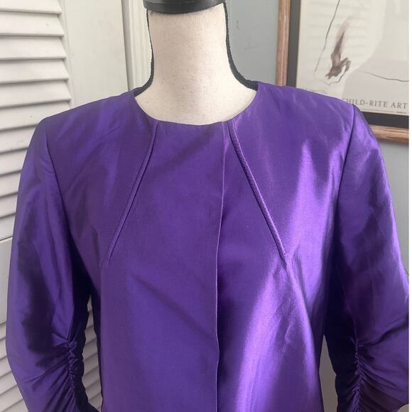 YALY COUTURE Womens Jacket *Large Purple Irridescent Taffeta Evening Wedding - Picture 2 of 14